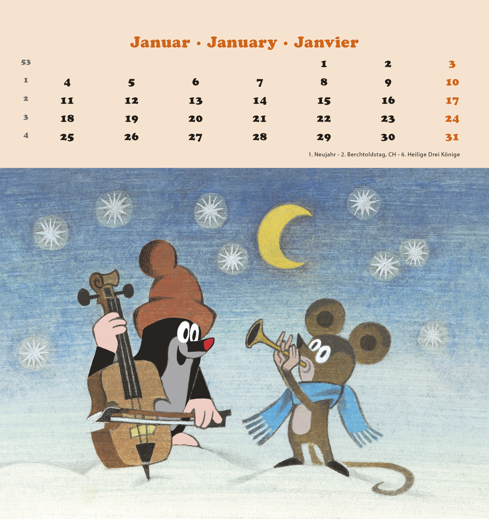 Der kleine Maulwurf 2021 PostkartenKalender Starkalender.de